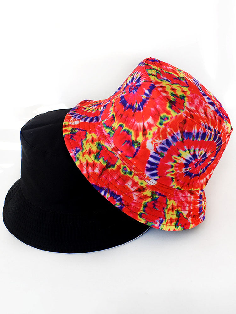 Fashion Tie Dyed Print Double Sided Bucket Hat Tiynon