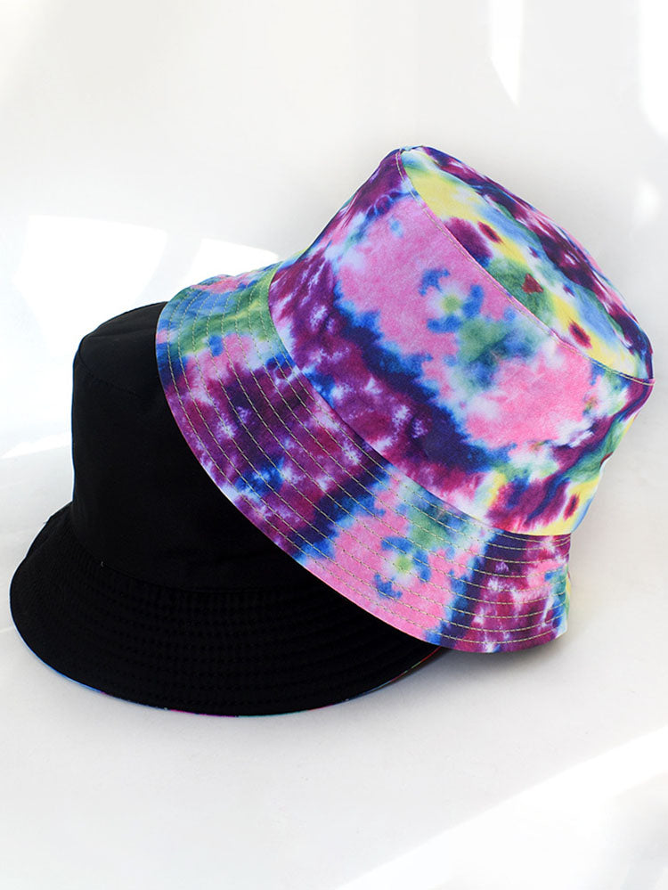 Fashion Tie Dyed Print Double Sided Bucket Hat Tiynon