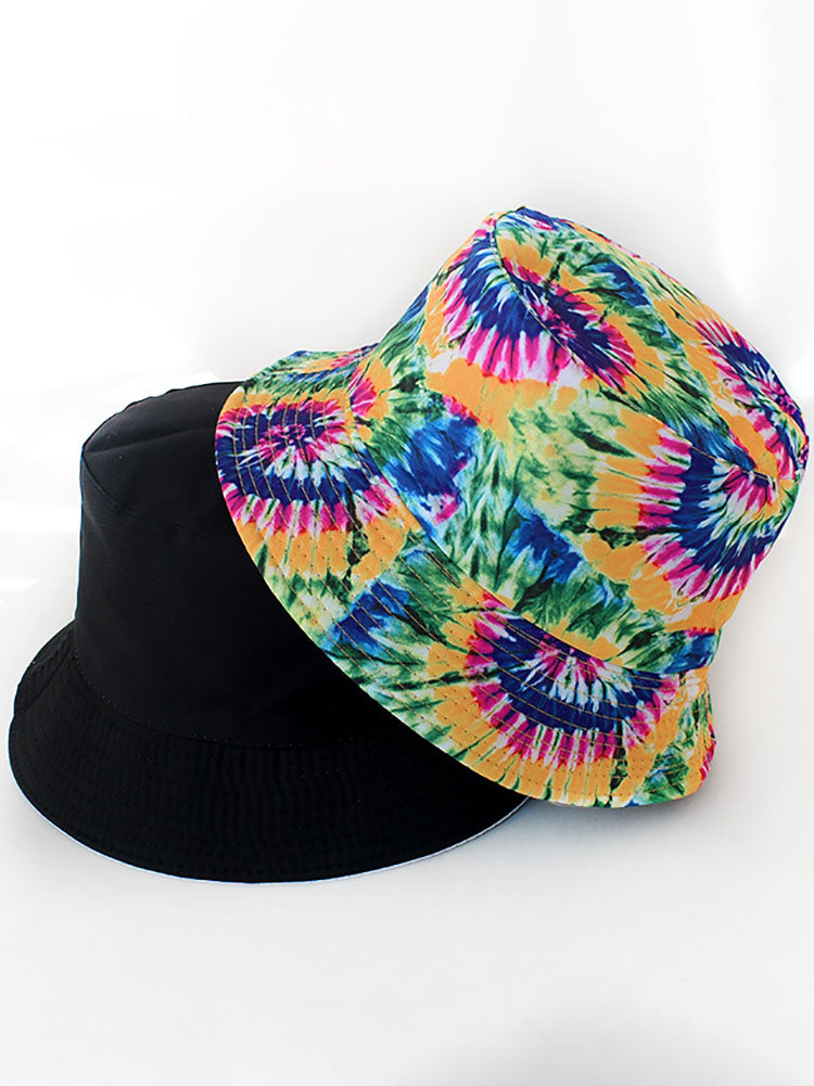 Fashion Tie Dyed Print Double Sided Bucket Hat Tiynon