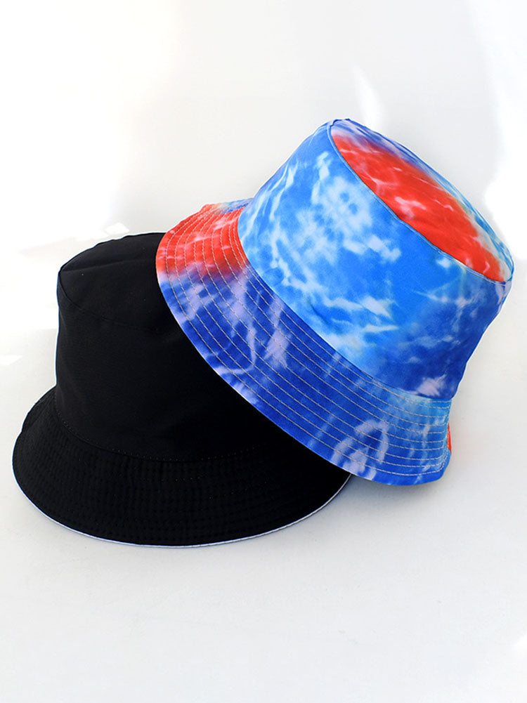 Fashion Tie Dyed Print Double Sided Bucket Hat Tiynon