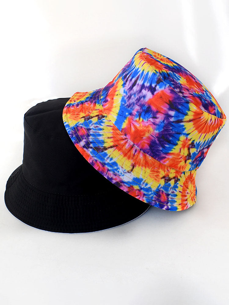 Fashion Tie Dyed Print Double Sided Bucket Hat Tiynon