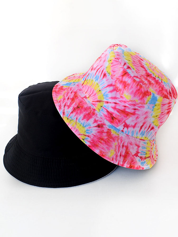 Fashion Tie Dyed Print Double Sided Bucket Hat Tiynon