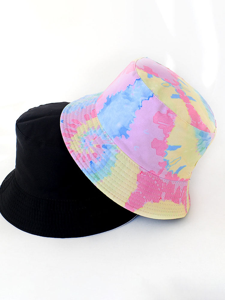 Fashion Tie Dyed Print Double Sided Bucket Hat Tiynon