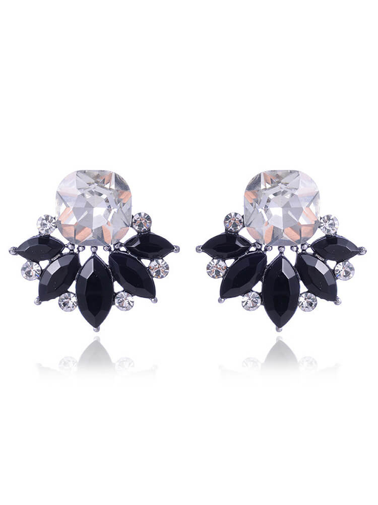 Floral Pattern Rhinestone Earring Tiynon