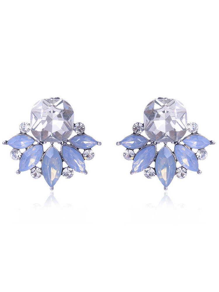 Floral Pattern Rhinestone Earring Tiynon