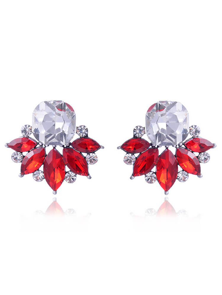 Floral Pattern Rhinestone Earring Tiynon