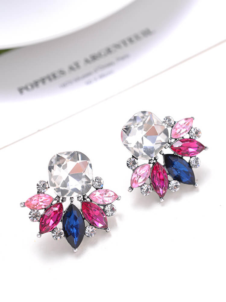 Floral Pattern Rhinestone Earring Tiynon