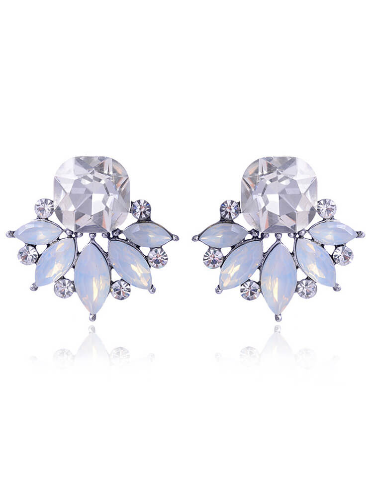 Floral Pattern Rhinestone Earring Tiynon