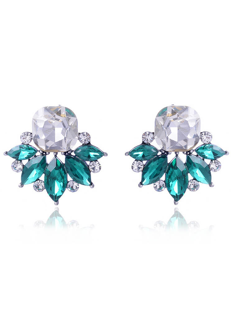 Floral Pattern Rhinestone Earring Tiynon