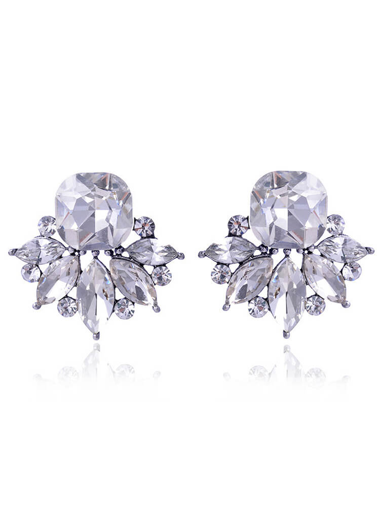 Floral Pattern Rhinestone Earring Tiynon