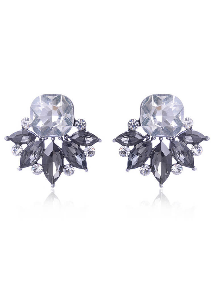 Floral Pattern Rhinestone Earring Tiynon