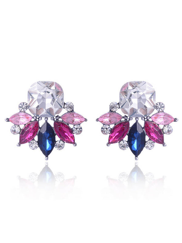 Floral Pattern Rhinestone Earring Tiynon