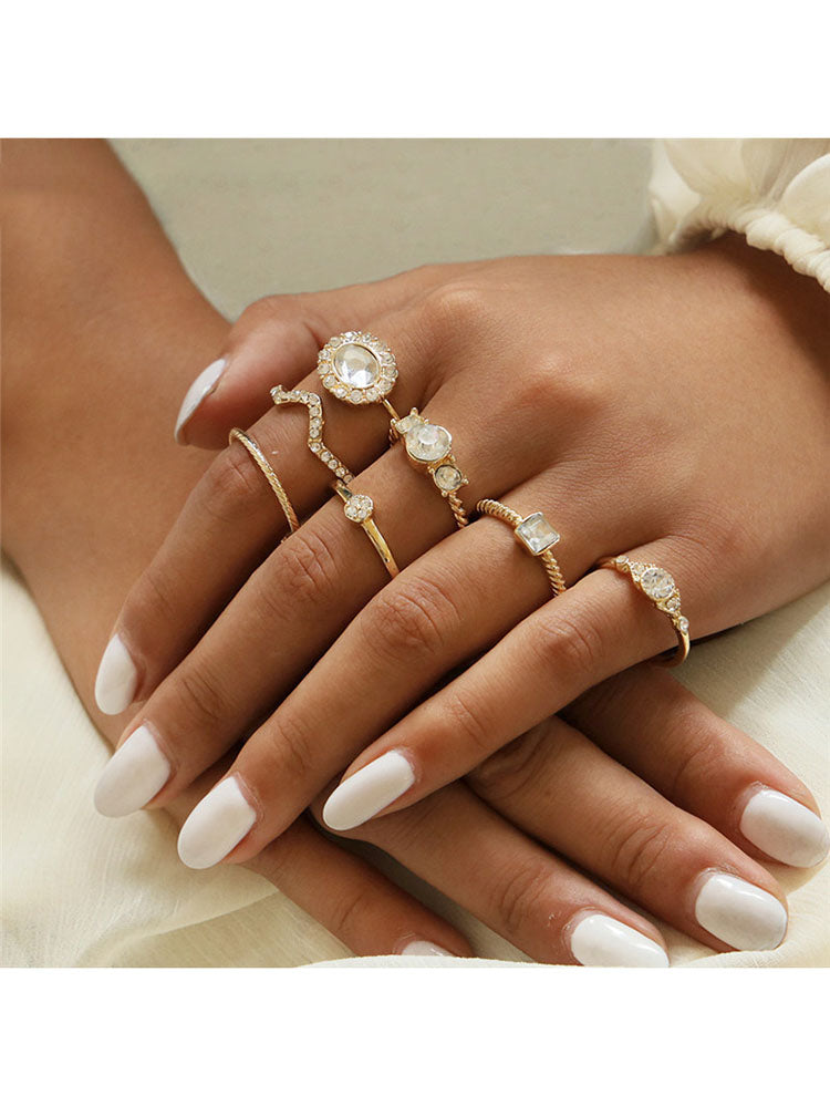 Glitter Rhinestone Rings Sets Tiynon