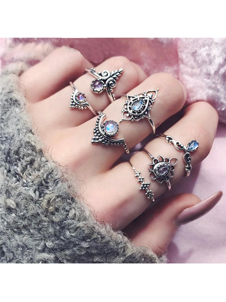 Glitter Rhinestone Rings Sets Tiynon