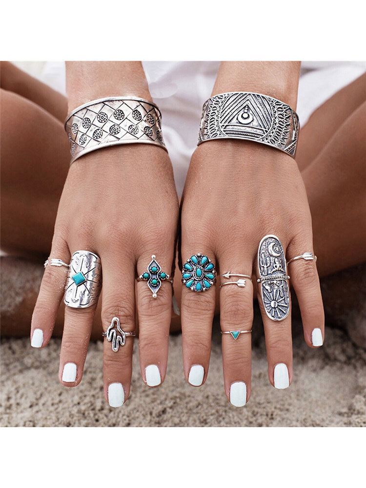 Glitter Rhinestone Rings Sets Tiynon