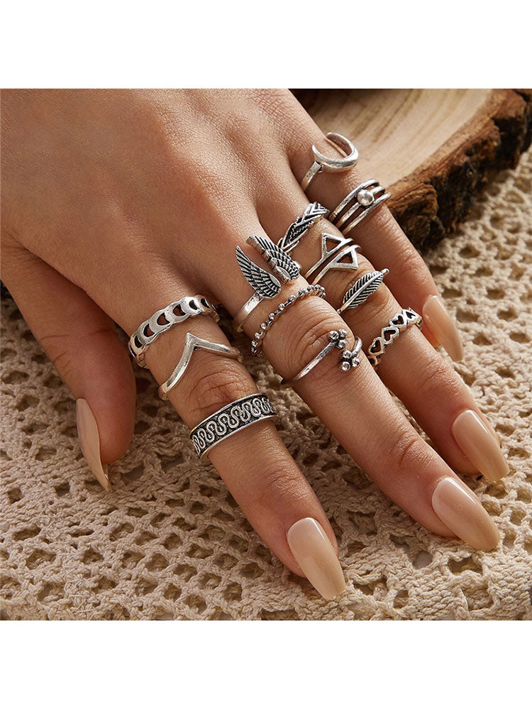 Glitter Rhinestone Rings Sets Tiynon