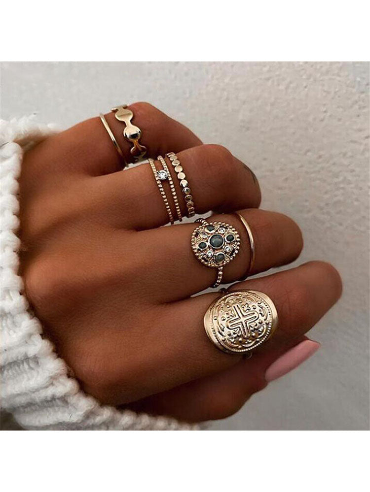 Glitter Rhinestone Rings Sets Tiynon