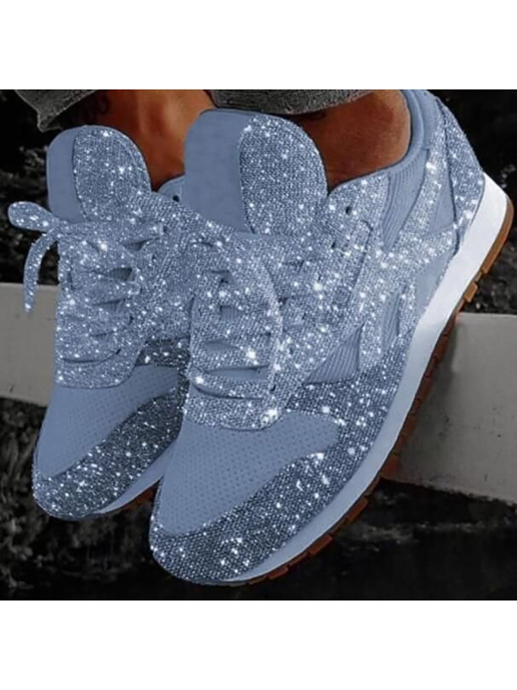 Glitter Round Toe Sequined Sneakers Tiynon