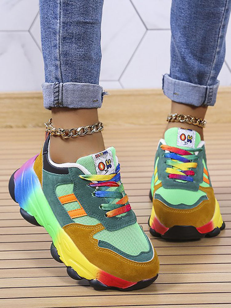 Gradient Colorful Platform Sneakers Tiynon