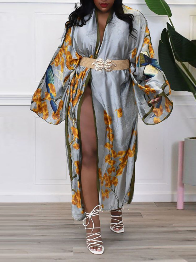 Floral Print Beach Cover-Up Cardigan