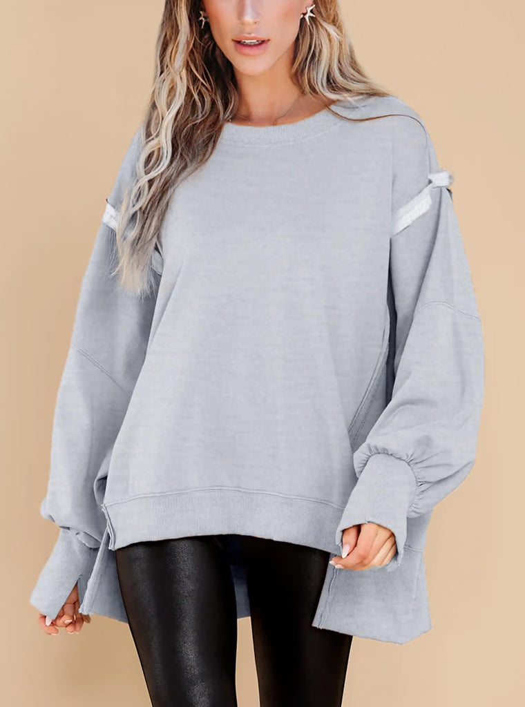 Crew Neck Long Sleeve Pullover Top