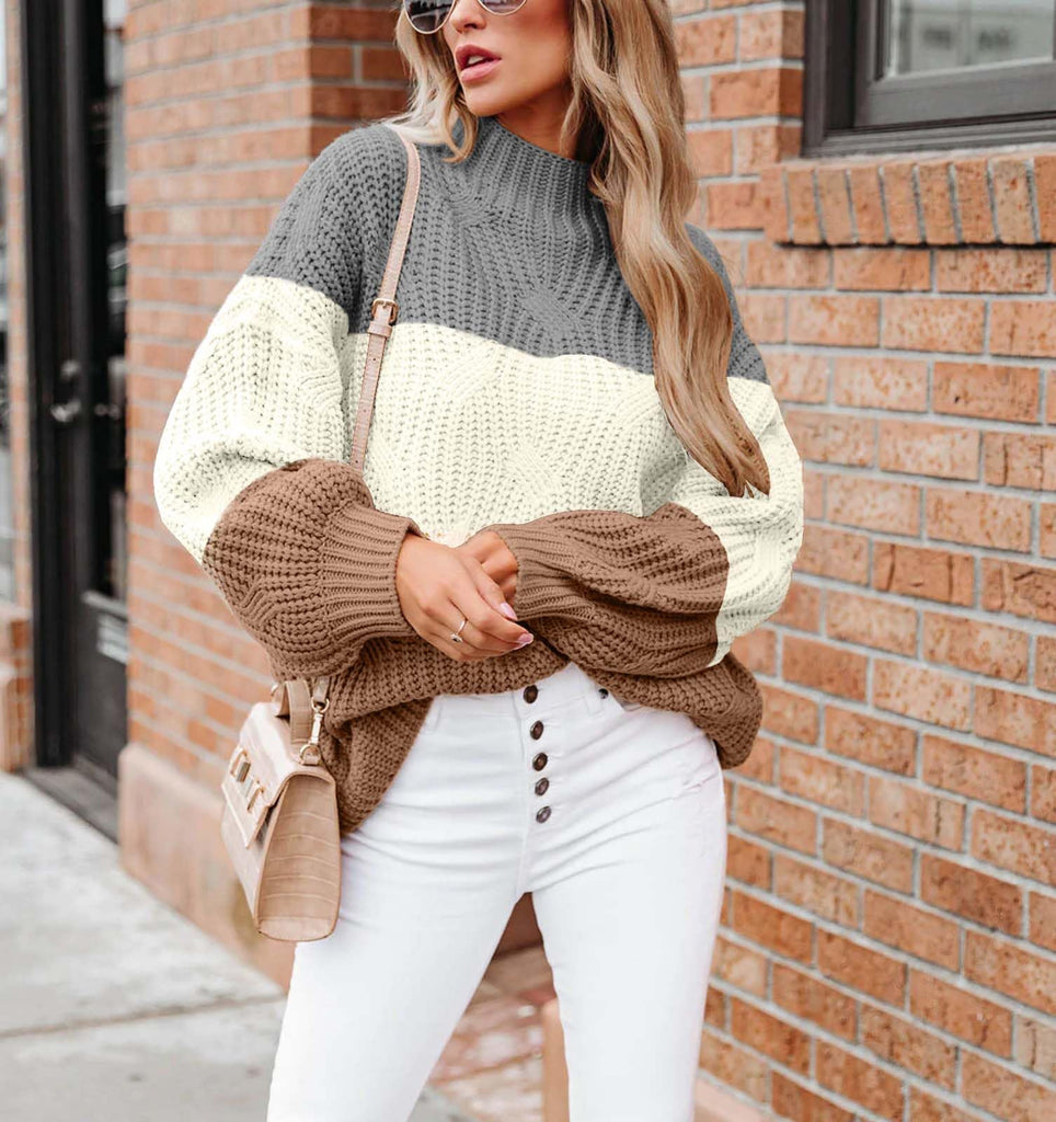 Drop Shoulder Loose Long Sleeve Knit Pullover Sweater