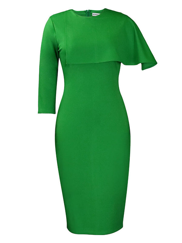 Half Sleeve Asymmetrical Bodycon Midi Dresses Tiynon