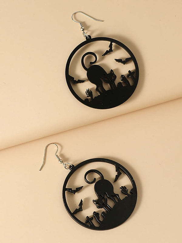 Halloween Hollow Out Dark Cat Earrings Tiynon