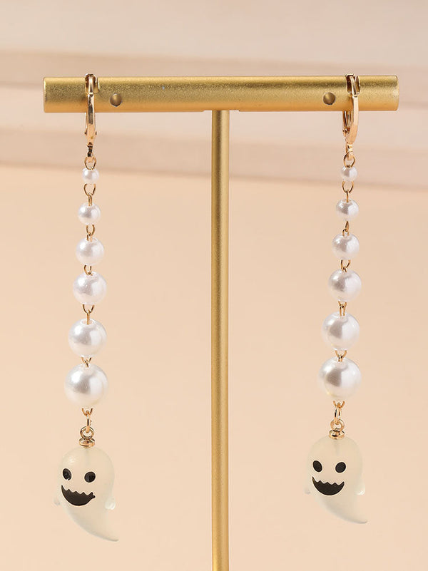 Halloween Pearl Ghost Earrings Tiynon