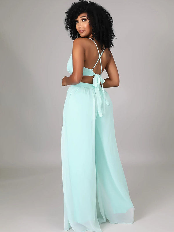 Halter Sleeveless Backless Loose Rompers Tiynon