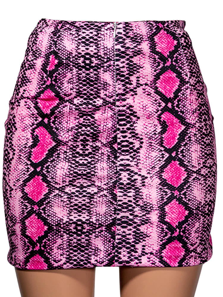 High Waist Snake Print Bodycon Mini Skirts Tiynon