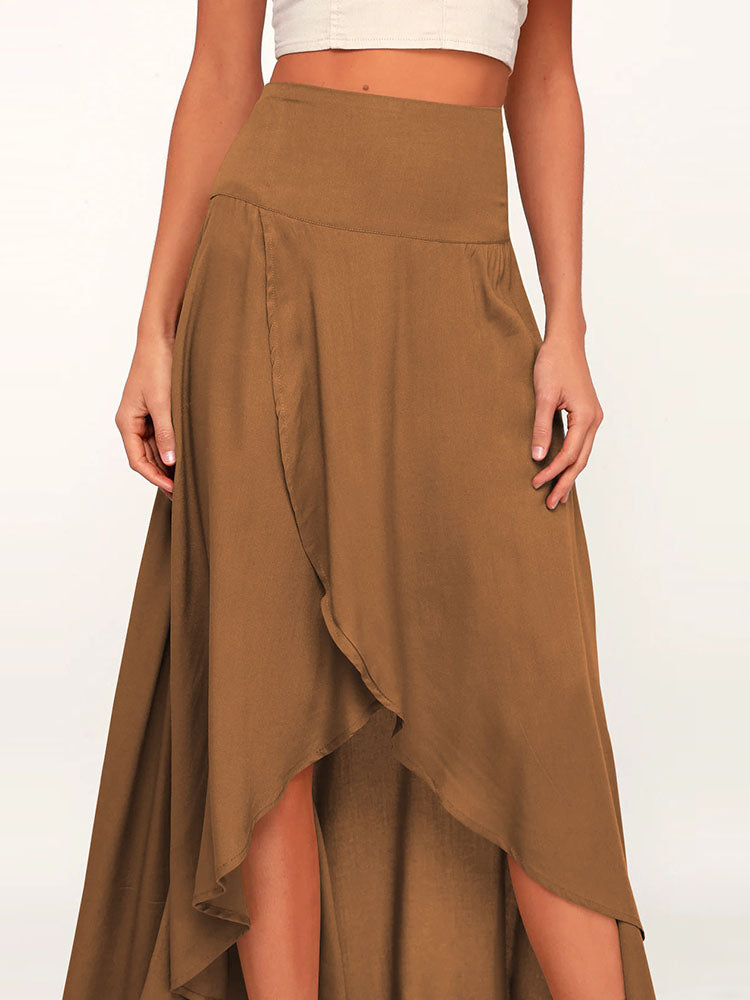 High Waist Split Wrap Midi Skirts Tiynon