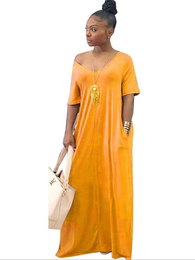 Kaftan Loose Pockets Boho Maxi Dresses Tiynon