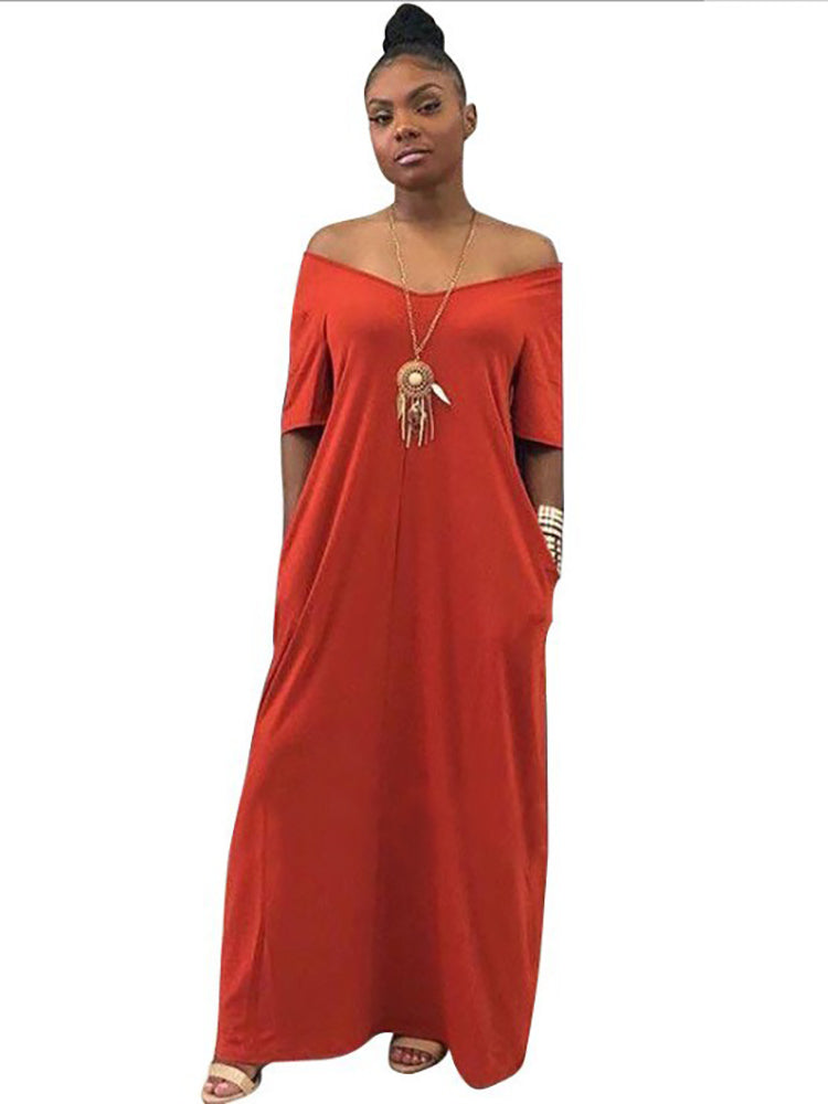 Kaftan Loose Pockets Boho Maxi Dresses Tiynon