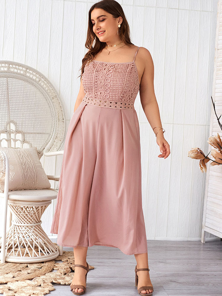 Lace Wide Leg Jumpsuit Romper Tiynon