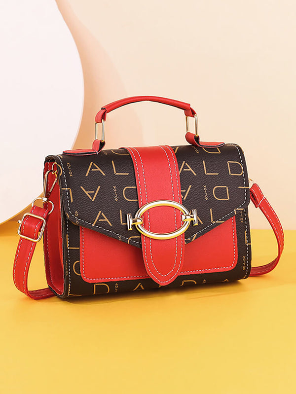 Letter Print Color Block Crossbody Bag Tiynon