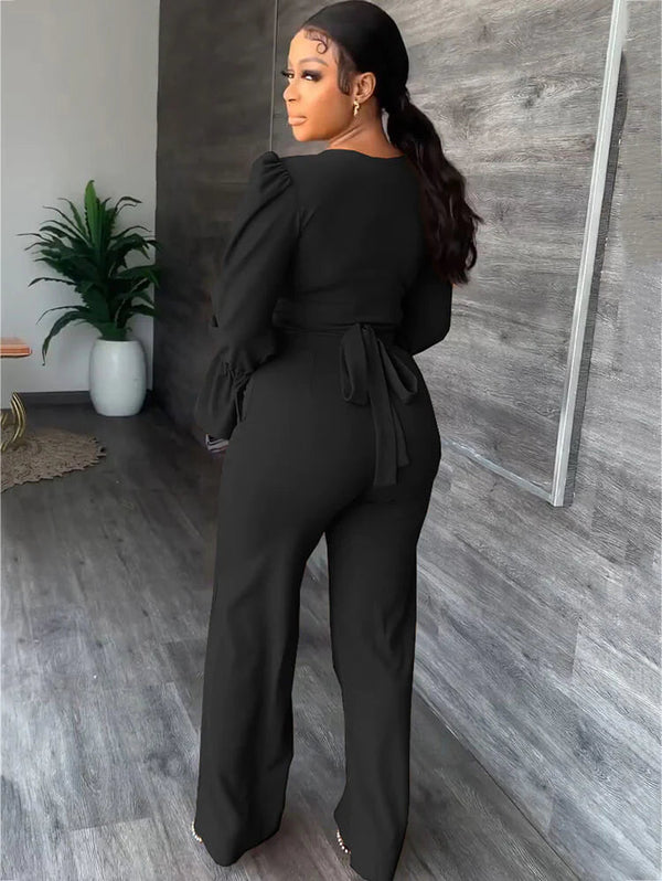 Long Sleeve V Neck Tops & Bodycon Pants Tiynon