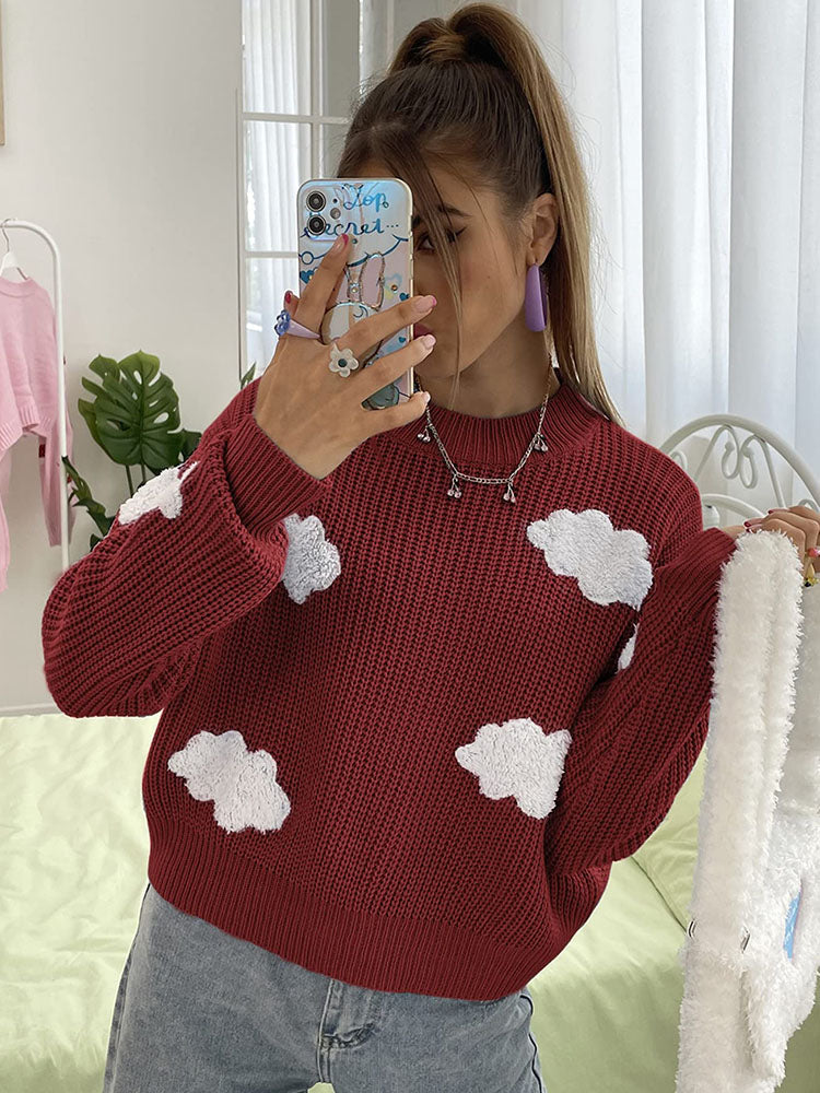 Long Sleeves Clouds Knitted Sweaters Tiynon