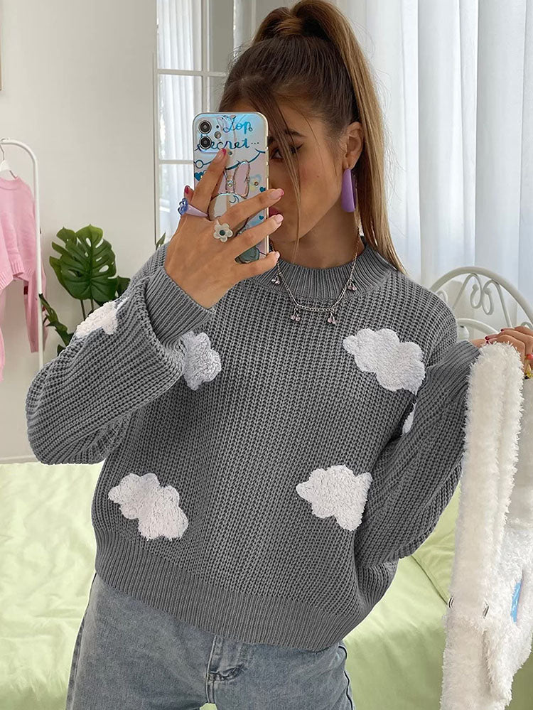 Long Sleeves Clouds Knitted Sweaters Tiynon