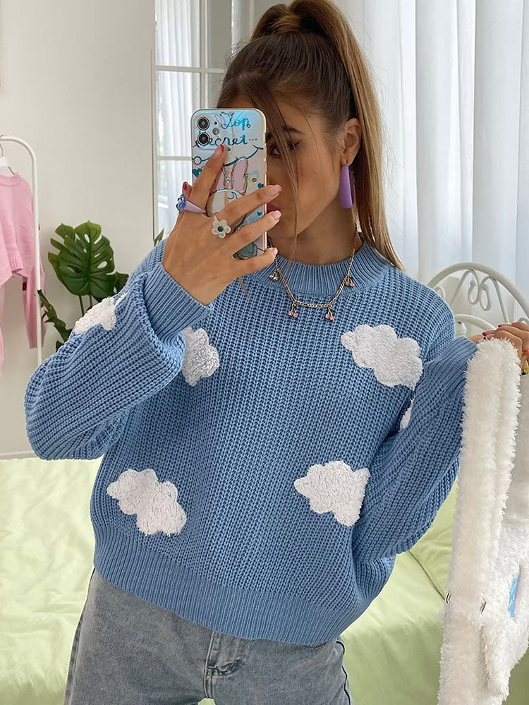 Long Sleeves Clouds Knitted Sweaters Tiynon