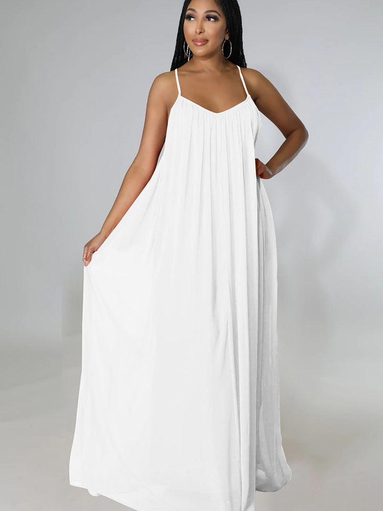 Loose Spaghetti Strap Sleeveless Maxi Dresses Tiynon