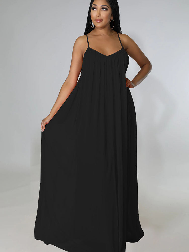 Loose Spaghetti Strap Sleeveless Maxi Dresses Tiynon