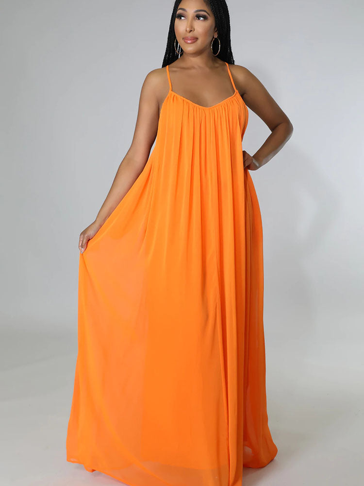 Loose Spaghetti Strap Sleeveless Maxi Dresses Tiynon