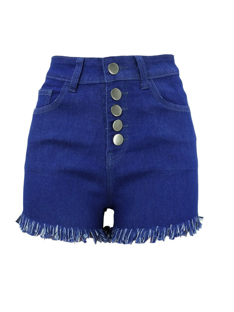 Milled Hem High Waisted Denim Shorts Tiynon