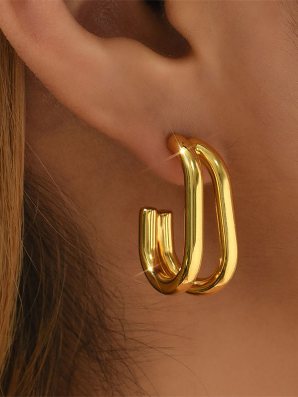 Minimalist Double Layer Geometric Earrings Tiynon