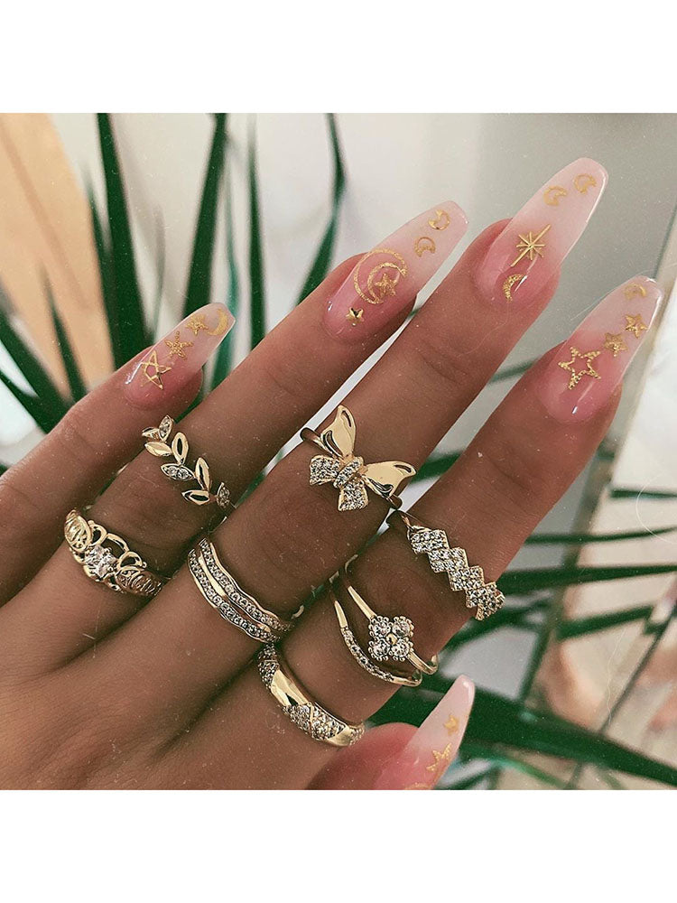 Minimalist Joint Knuckle Geometric Rings Sets Tiynon