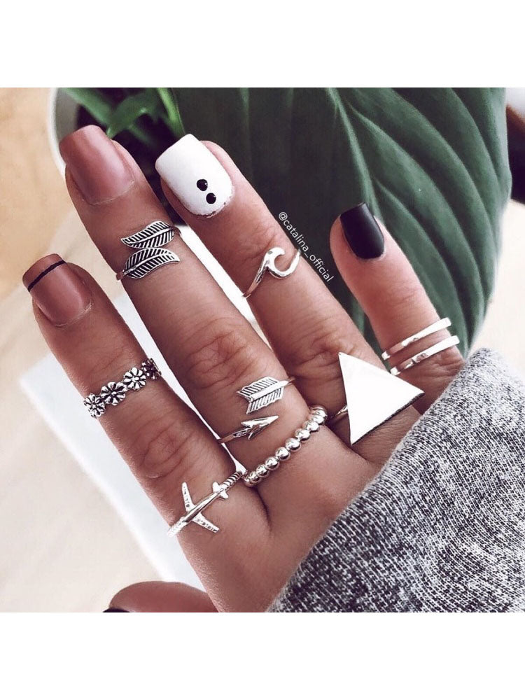 Minimalist Joint Knuckle Geometric Rings Sets Tiynon