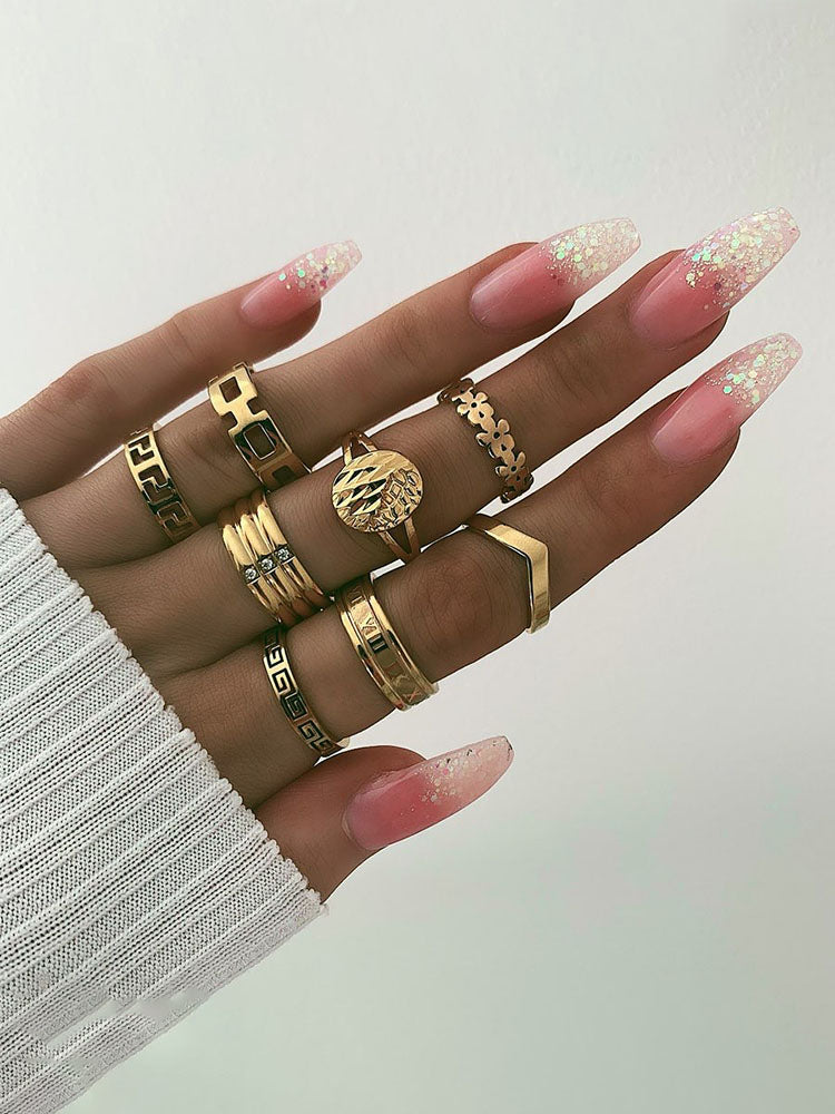 Minimalist Joint Knuckle Geometric Rings Sets Tiynon