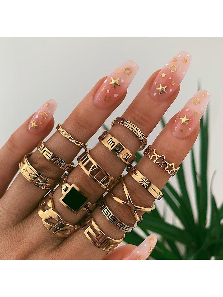 Minimalist Joint Knuckle Geometric Rings Sets Tiynon