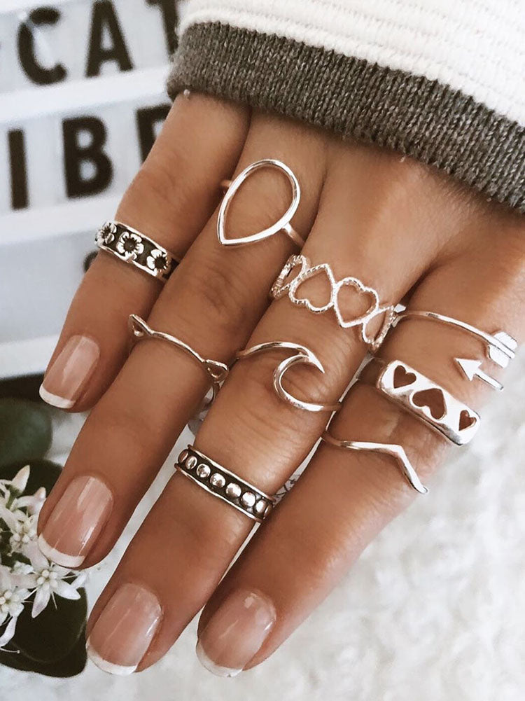 Minimalist Joint Knuckle Geometric Rings Sets Tiynon